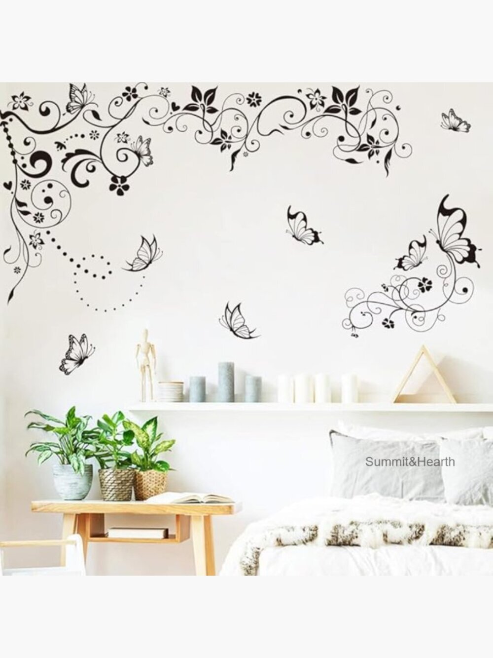 Large Vinyl Wall Decal Sticker Floral Butterfly Home Decor Self-Adhesive